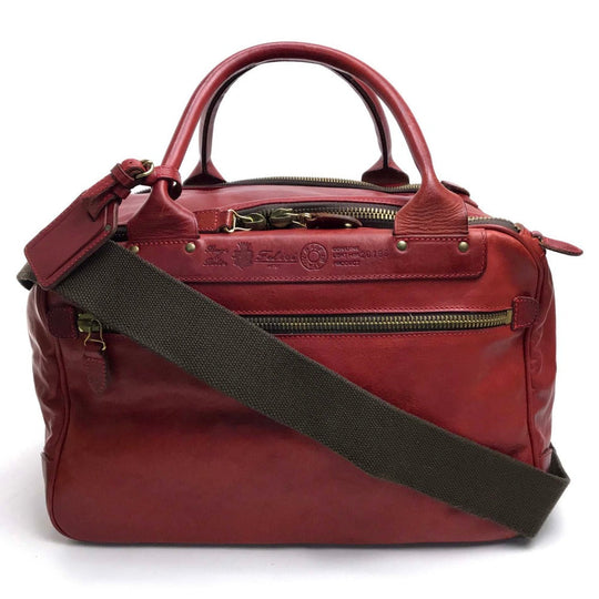Felisi Boston Duffel bag leather Red Handbag mens Used Authentic