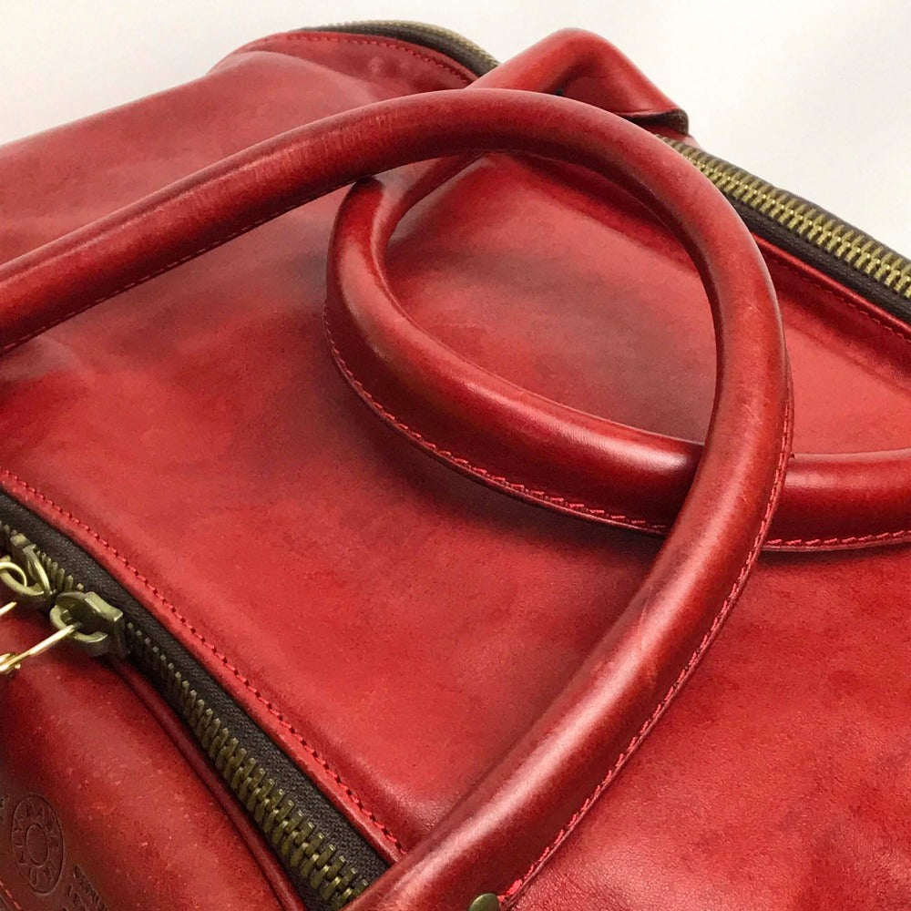 Felisi Boston Duffel bag leather Red Handbag mens Used Authentic