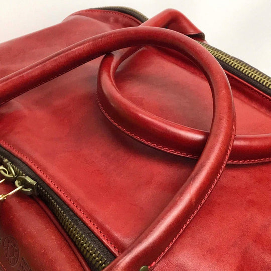 Felisi Boston Duffel bag leather Red Handbag mens Used Authentic