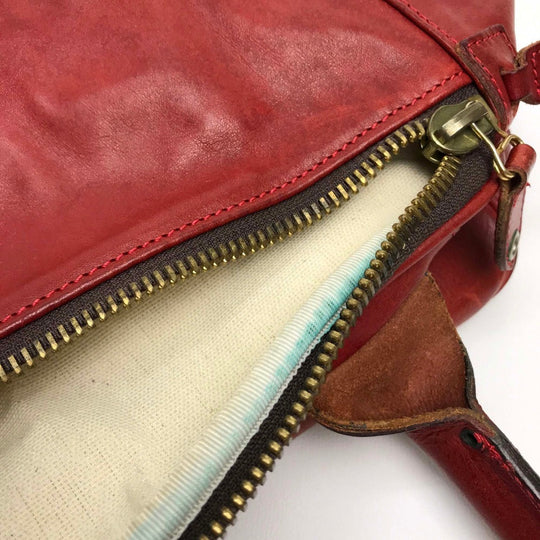 Felisi Boston Duffel bag leather Red Handbag mens Used Authentic