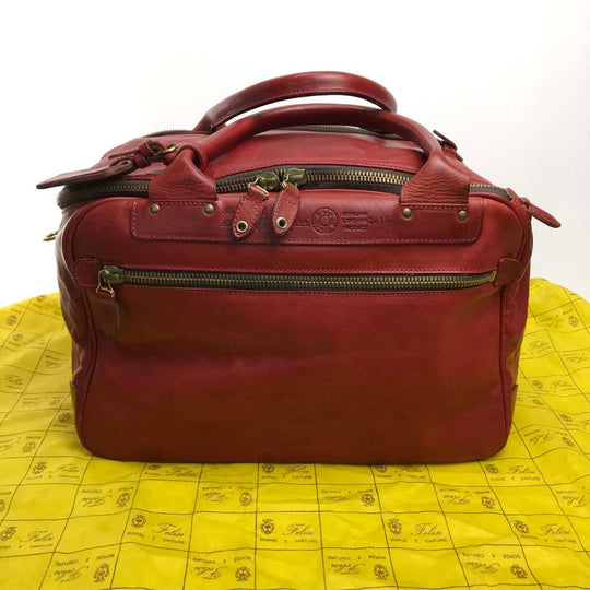 Felisi Boston Duffel bag leather Red Handbag mens Used Authentic