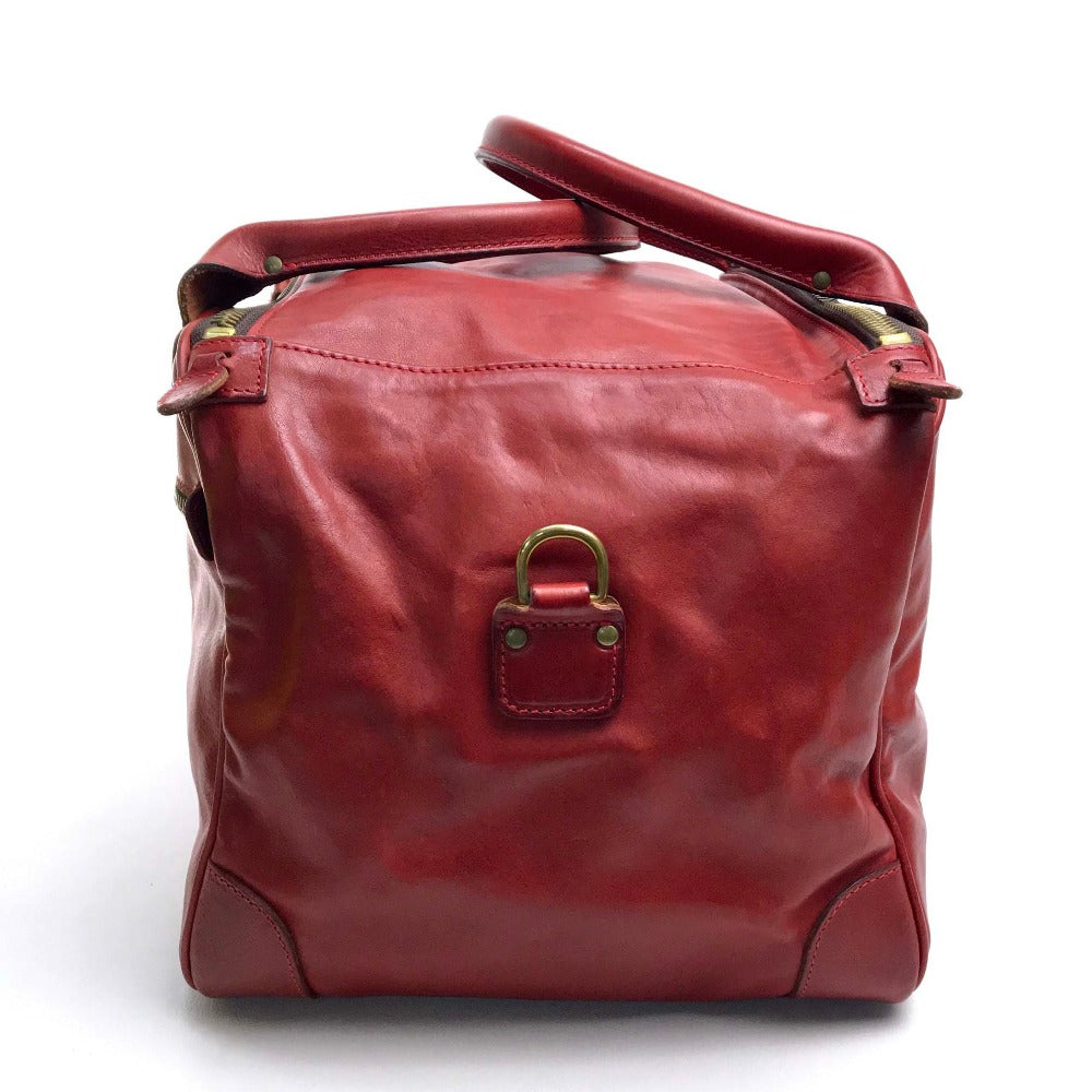 Felisi Boston Duffel bag leather Red Handbag mens Used Authentic