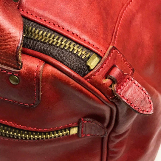 Felisi Boston Duffel bag leather Red Handbag mens Used Authentic