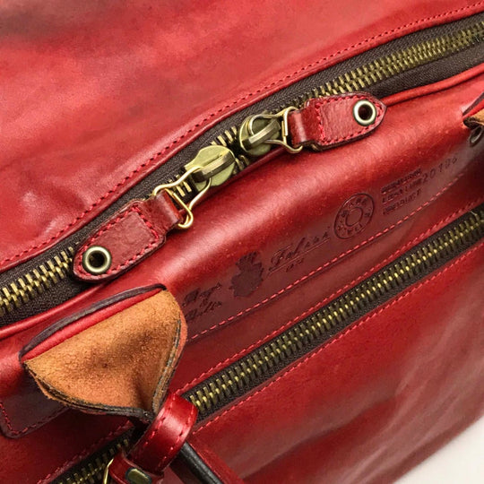 Felisi Boston Duffel bag leather Red Handbag mens Used Authentic