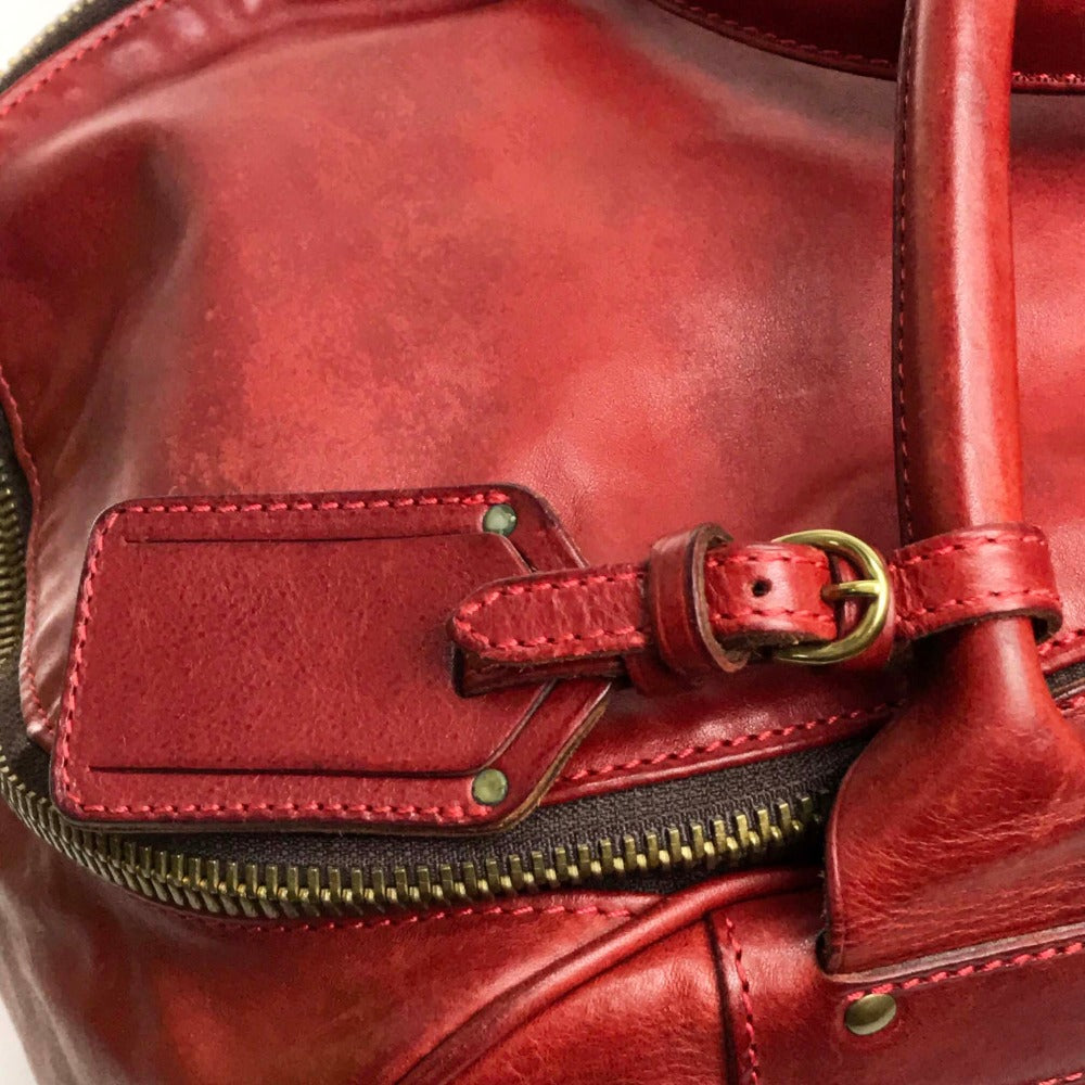 Felisi Boston Duffel bag leather Red Handbag mens Used Authentic