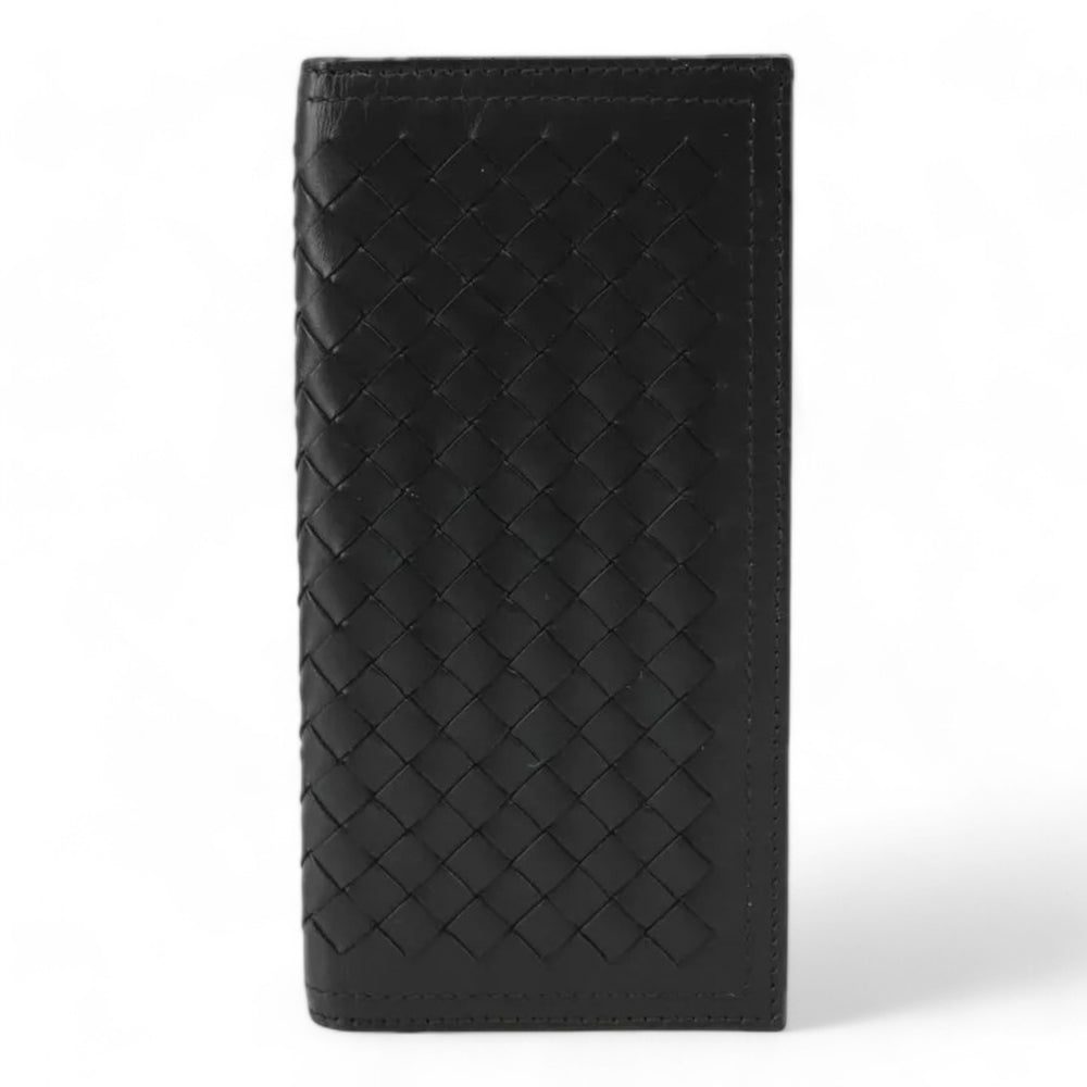 Bottega Veneta Intrecciato Long Wallet Leather Black Mens Vintage Made in Italy