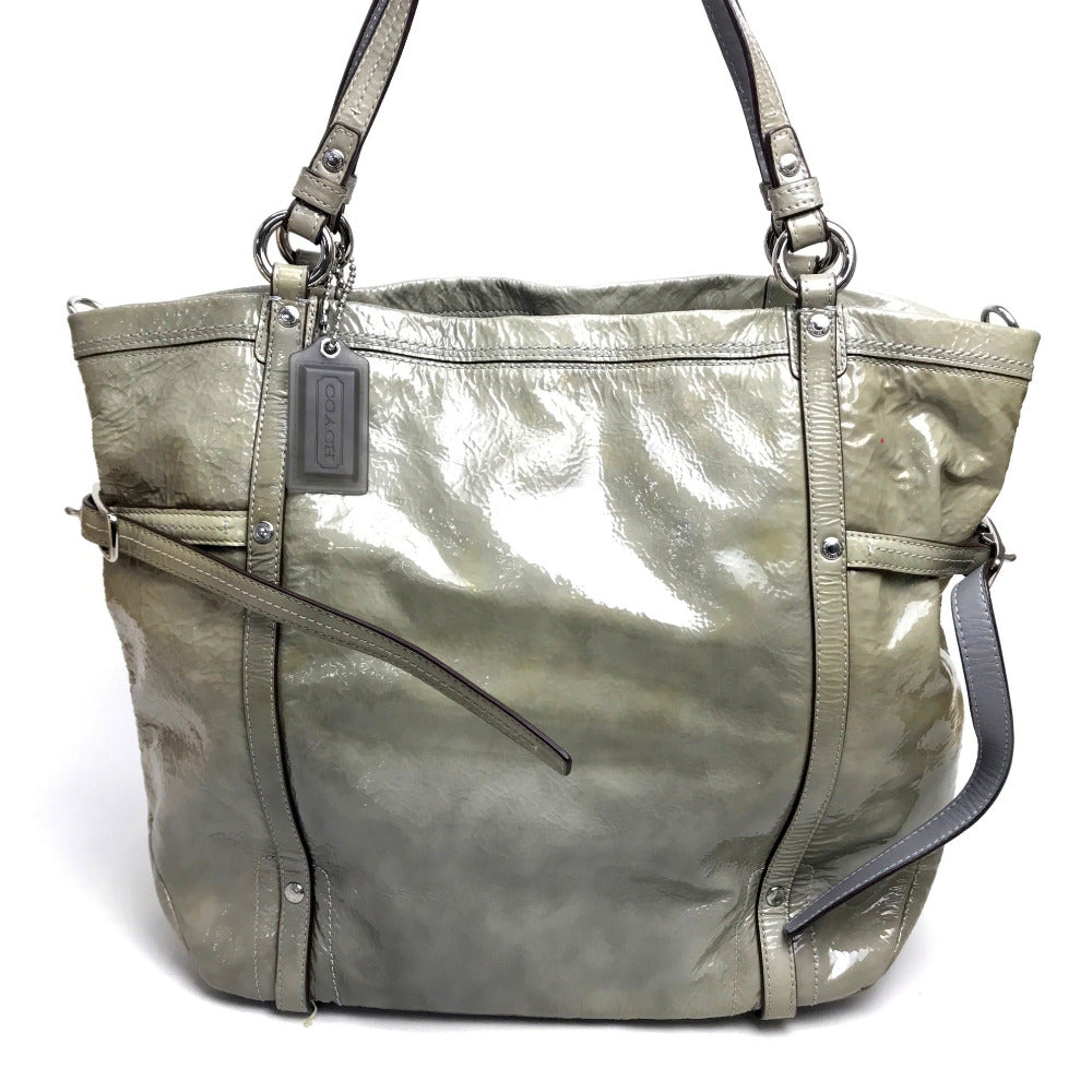 COACH Shoulder Bag 17065 Patent leather Gray type Patent Andy Cinchid Men's Women unisex(Unisex) Used Authentic