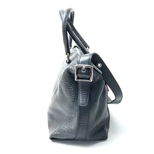 COACH Shoulder Bag 21140 leather gray Textured legacy Satchel Women Used Authentic