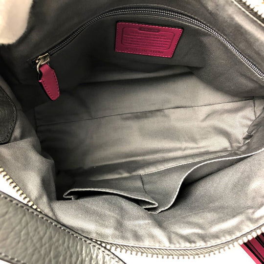 COACH Shoulder Bag 21140 leather gray Textured legacy Satchel Women Used Authentic