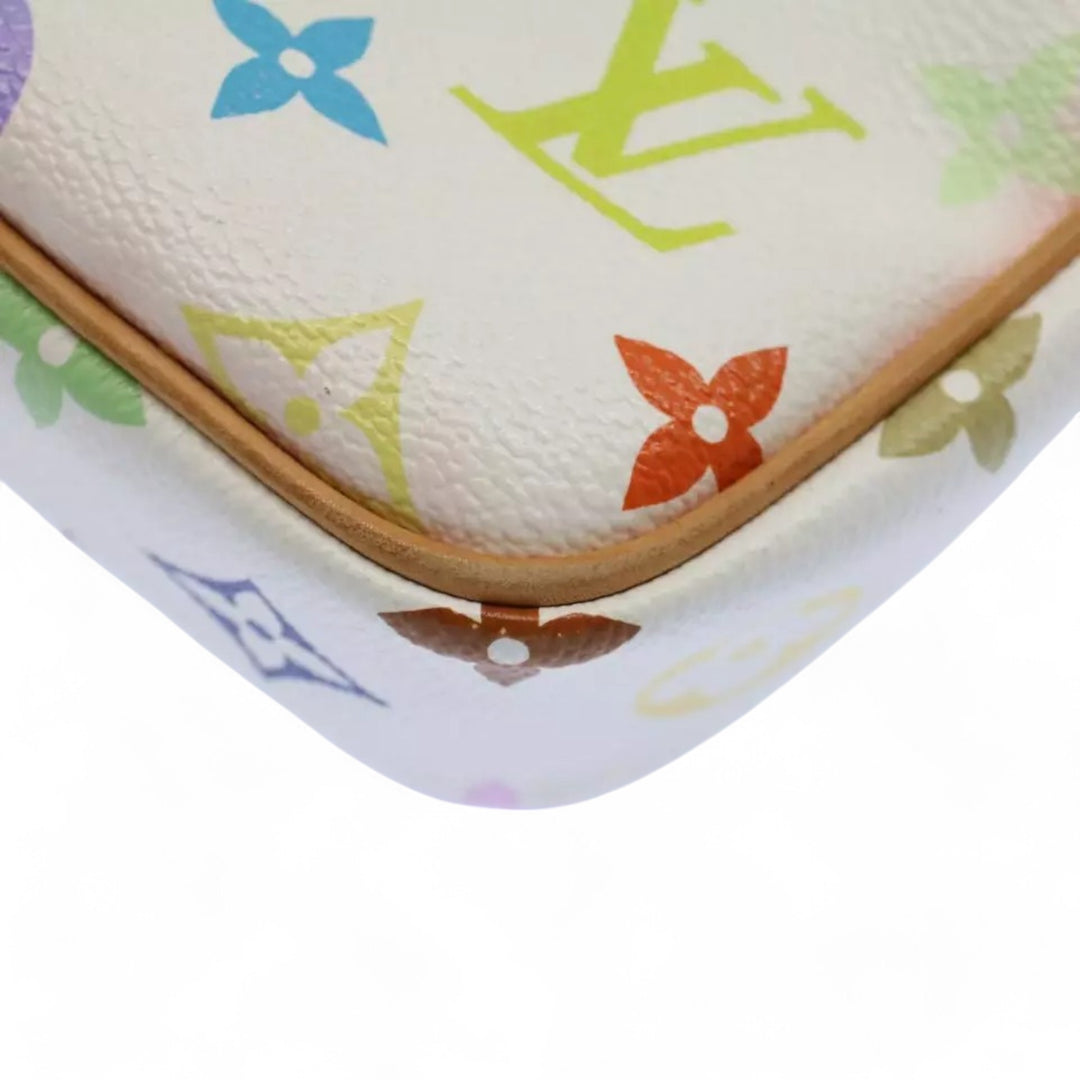 Louis Vuitton Monogram Canvas Shoulder Bag White Multicolor Women's Handbag