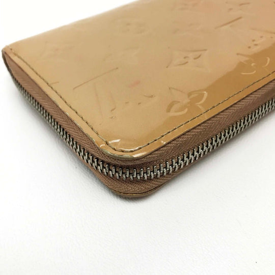 LOUIS VUITTON Long Wallet Purse M91470 Patent leather beige Vernis Zippy wallet Women Used Authentic