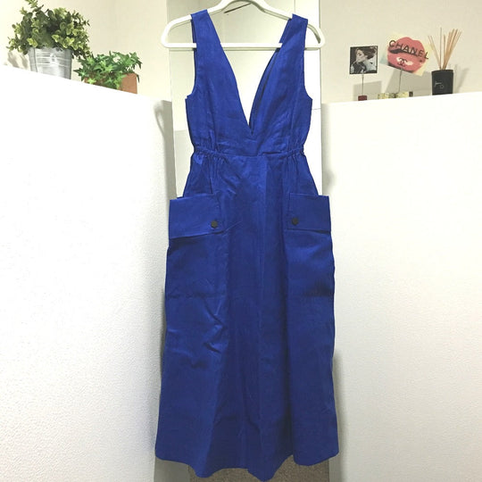 LE CIEL LEU one piece 20S65628 Hemp, linen blue jumper skirt Women 36 Used Authentic