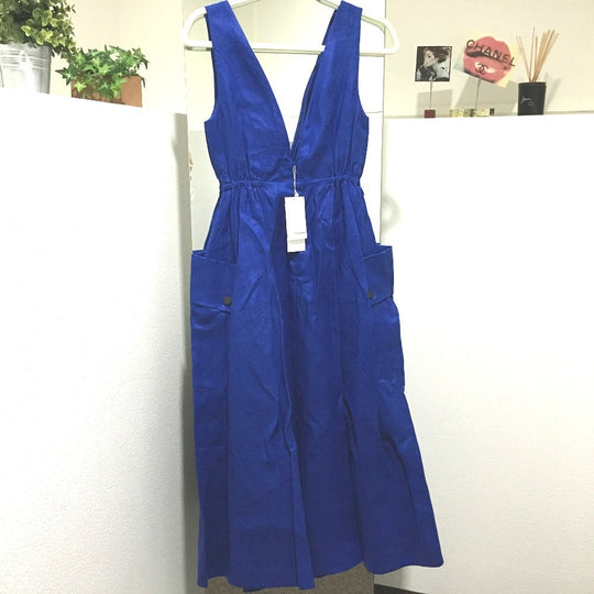 LE CIEL LEU one piece 20S65628 Hemp, linen blue jumper skirt Women 36 Used Authentic