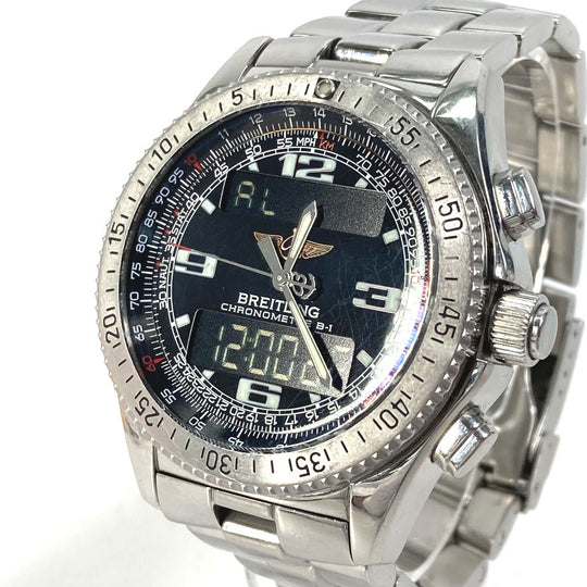 BREITLING Watches Quartz A78362 Stainless Steel Silver Chronometer Ana-Digi black dial
