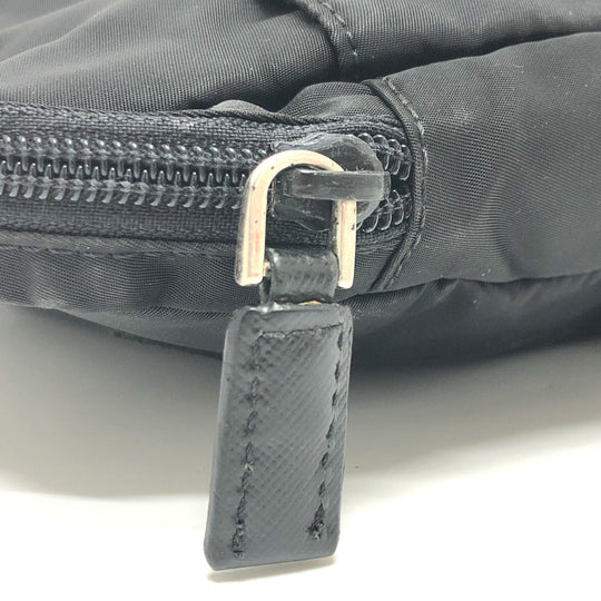 PRADA Clutch bag Nylon black Triangular plate