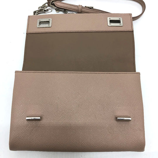PRADA Shoulder Bag BT955X Safiano leather beige logo/shoulder ChainShoulder