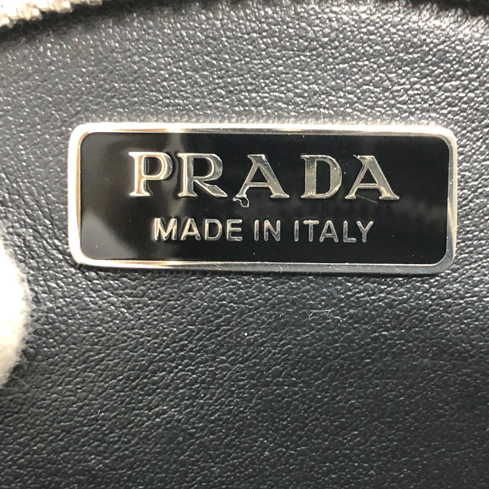 PRADA Shoulder Bag 1NR003 leather white Triangle logo circle pouch Women Used Authentic