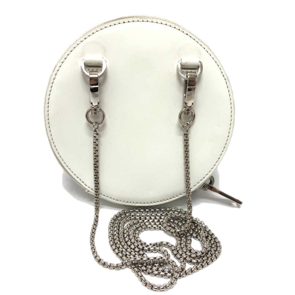 PRADA Shoulder Bag 1NR003 leather white Triangle logo circle pouch Women Used Authentic