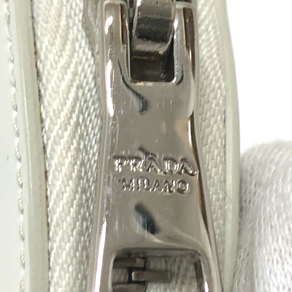 PRADA Shoulder Bag 1NR003 leather white Triangle logo circle pouch Women Used Authentic