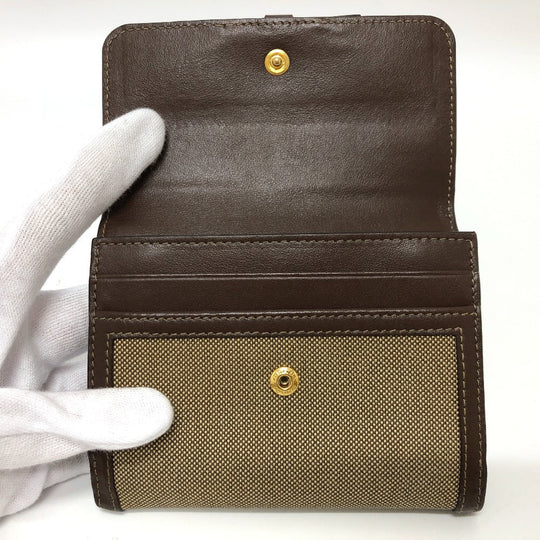 PRADA Trifold wallet 1MH523 Jacquard Brown ribbon logo Women Used Authentic