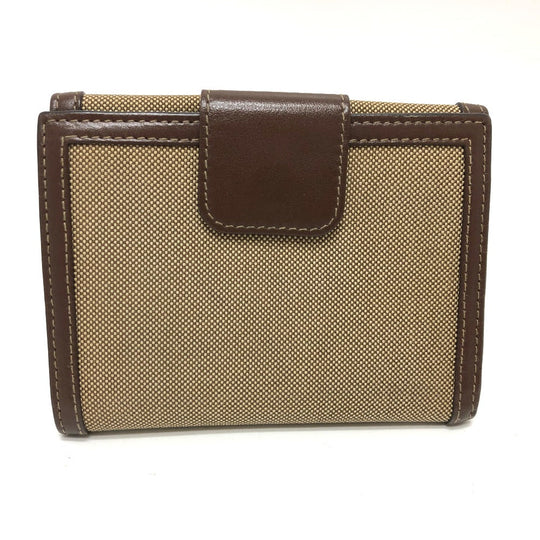 PRADA Trifold wallet 1MH523 Jacquard Brown ribbon logo Women Used Authentic