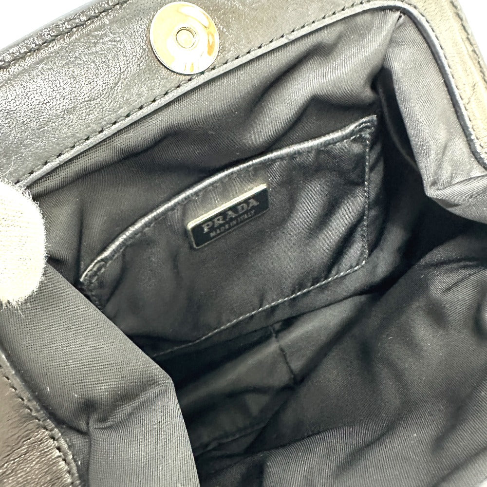 PRADA Handbag Nylon / leather black Evening bear Women Used Authentic