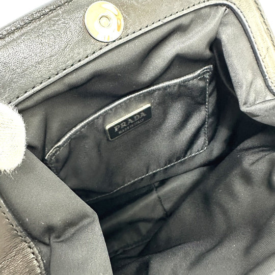 PRADA Handbag Nylon / leather black Evening bear Women Used Authentic