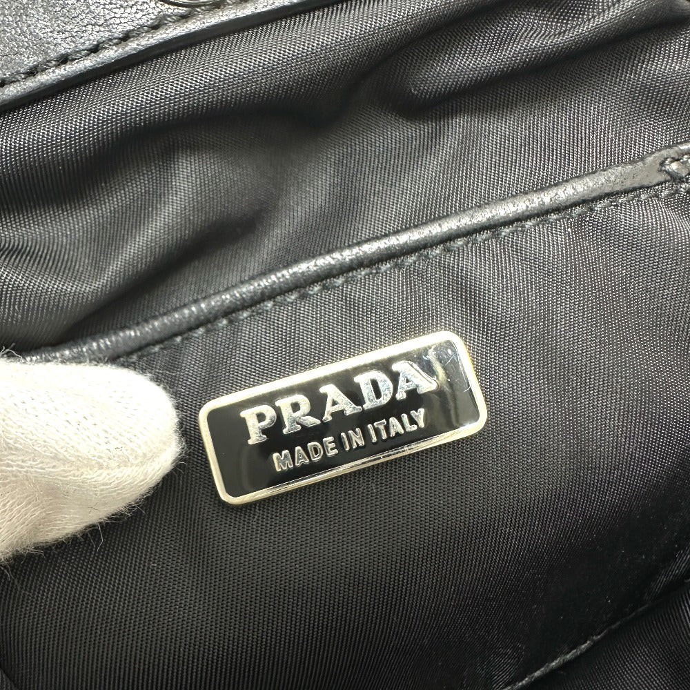 PRADA Handbag Nylon / leather black Evening bear Women Used Authentic