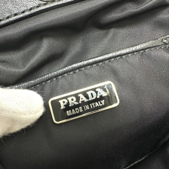PRADA Handbag Nylon / leather black Evening bear Women Used Authentic