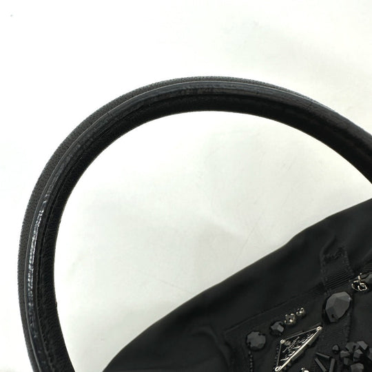 PRADA Handbag Nylon / leather black Evening bear Women Used Authentic