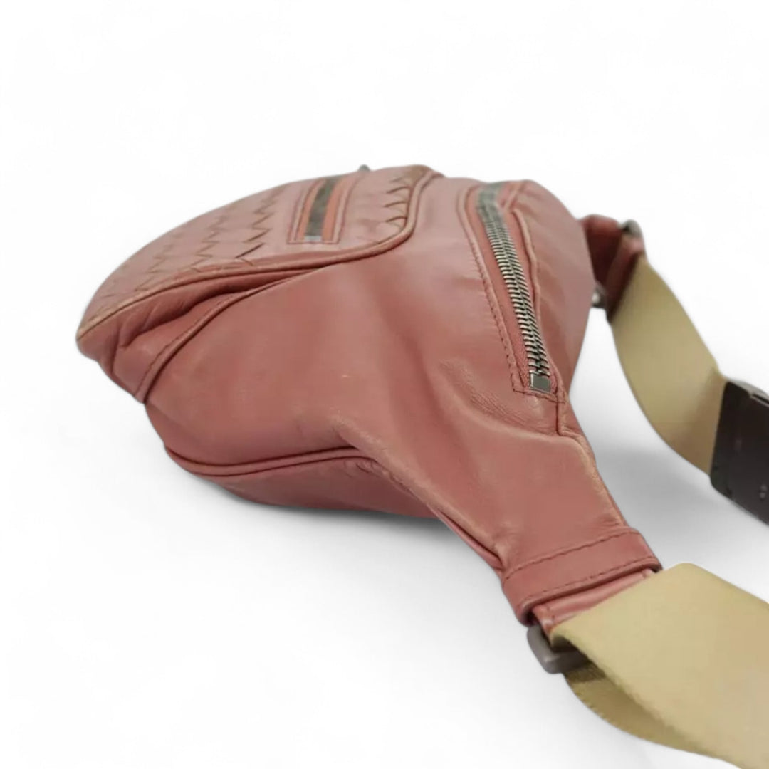 Bottega Veneta Waist Bag Leather Pink Shoulder Strap