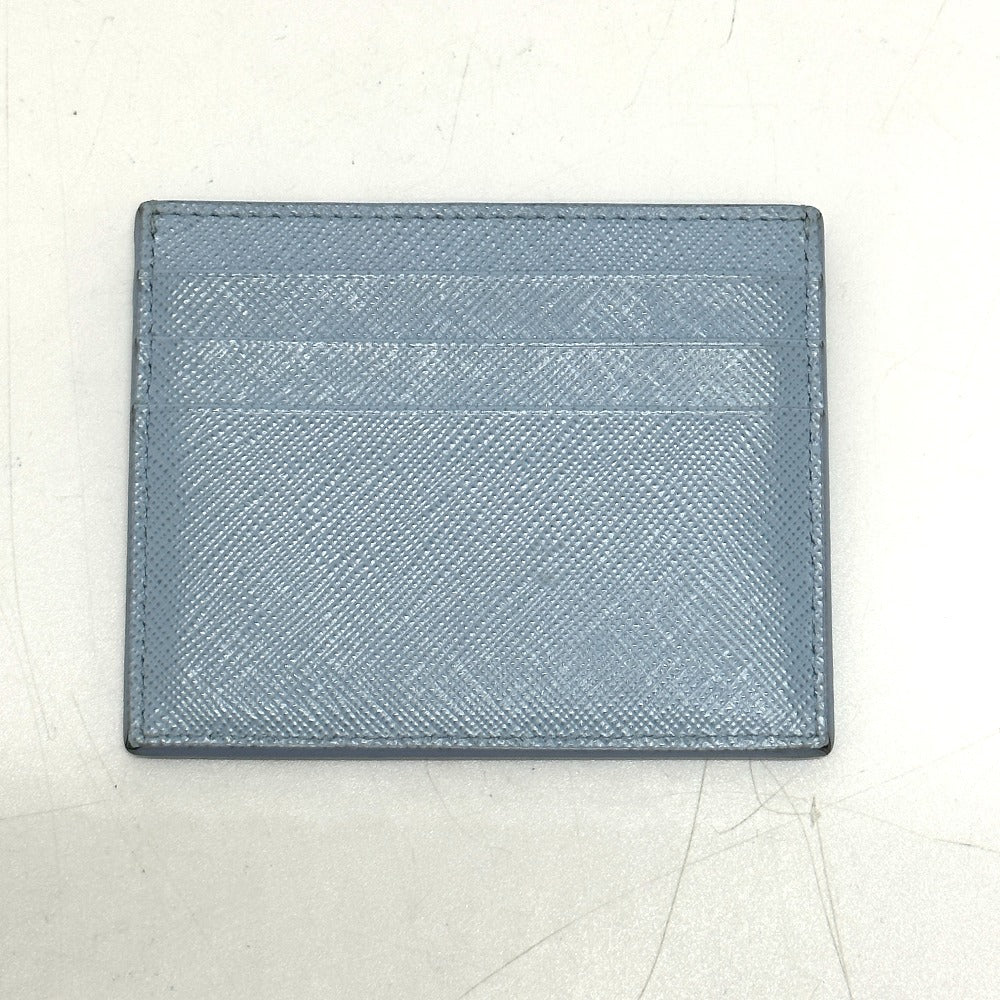 PRADA Card Case 1MC025 Safiano leather Light blue Embossed logo Women Used Authentic