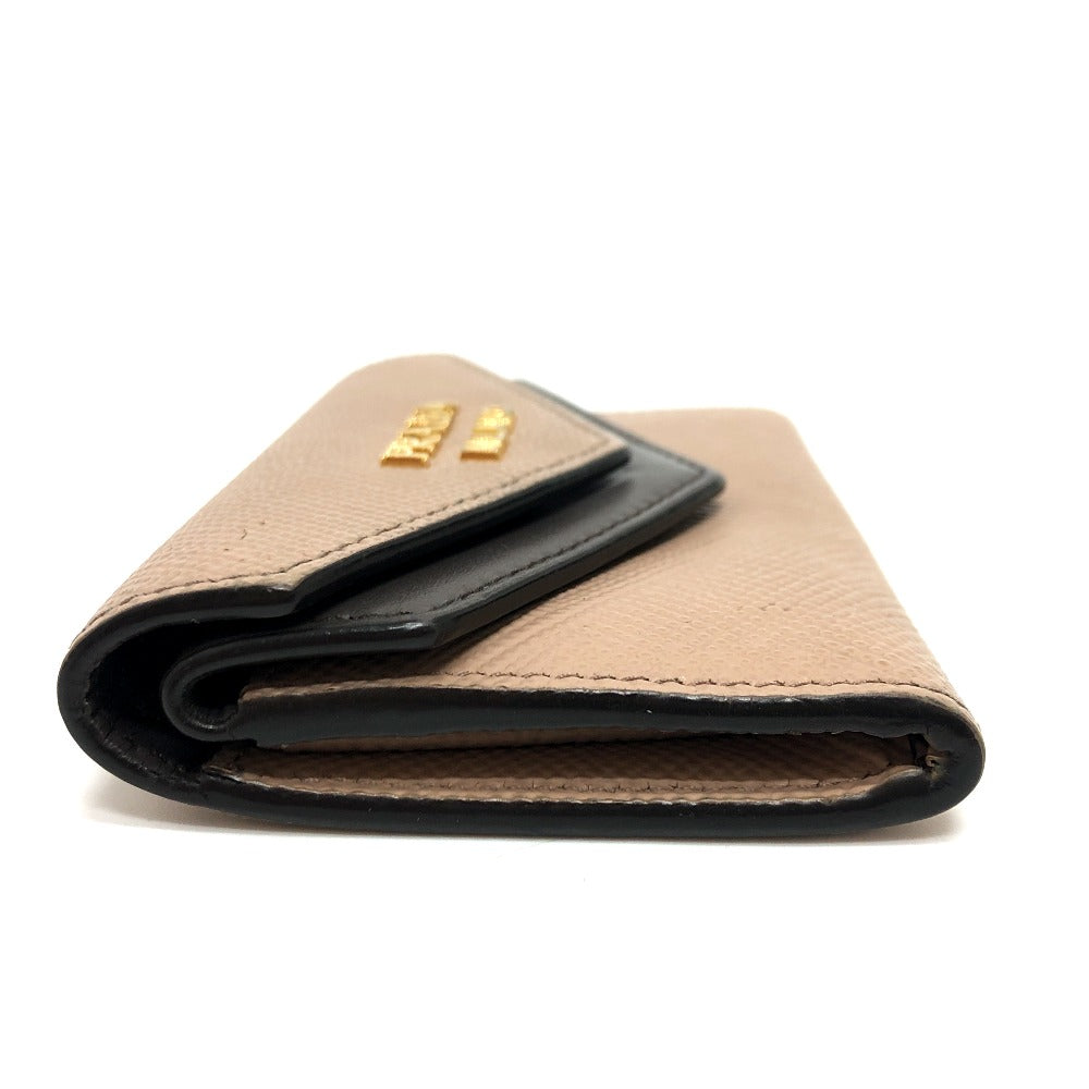 PRADA Card Case 1MC065 leather beige logo Women Used Authentic