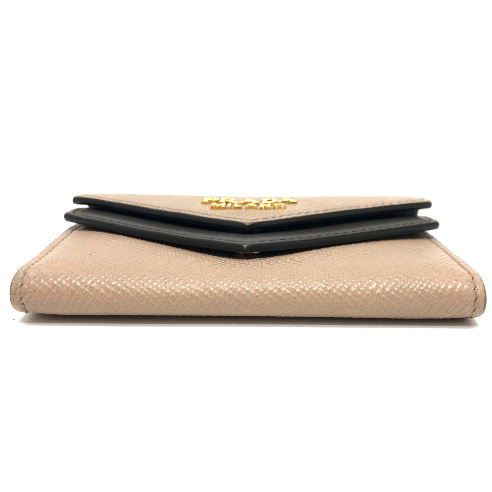 PRADA Card Case 1MC065 leather beige logo Women Used Authentic