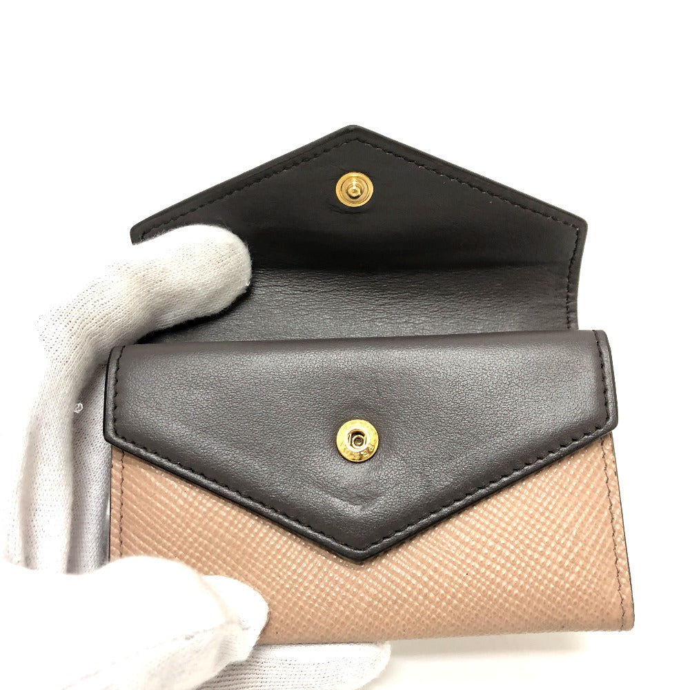 PRADA Card Case 1MC065 leather beige logo Women Used Authentic