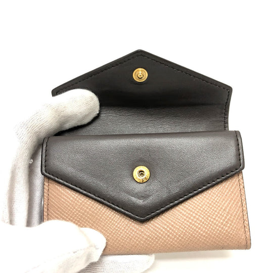 PRADA Card Case 1MC065 leather beige logo Women Used Authentic