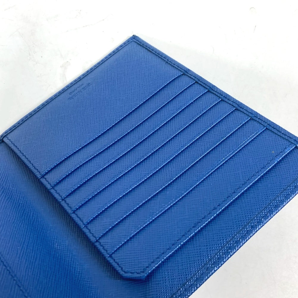 PRADA passport case Safiano leather blue logo