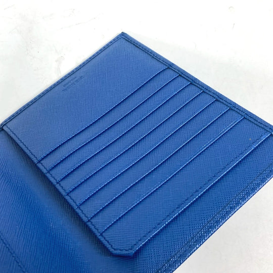 PRADA passport case Safiano leather blue logo