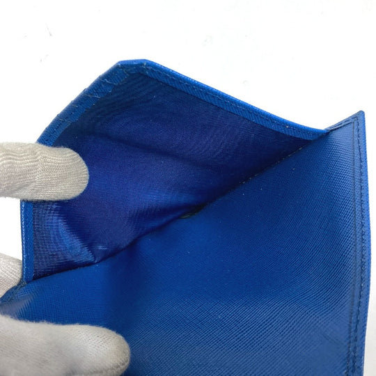PRADA passport case Safiano leather blue logo