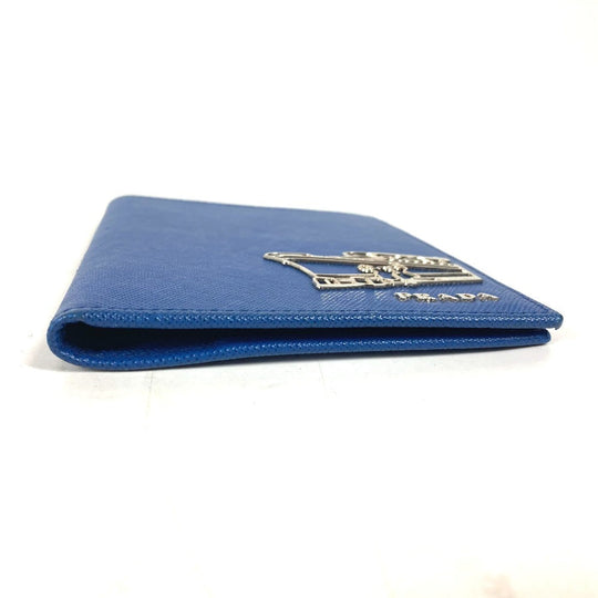 PRADA passport case Safiano leather blue logo