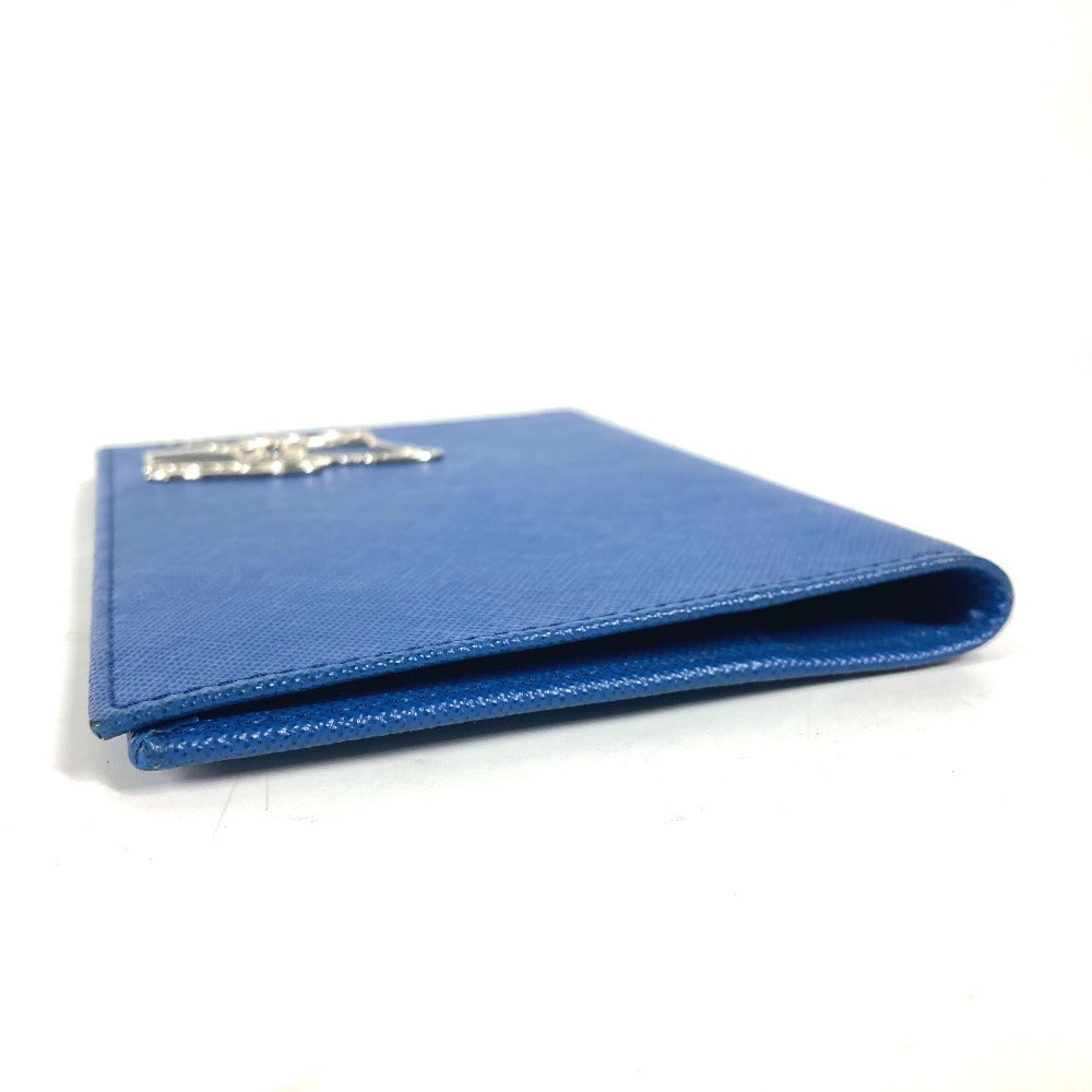 PRADA passport case Safiano leather blue logo