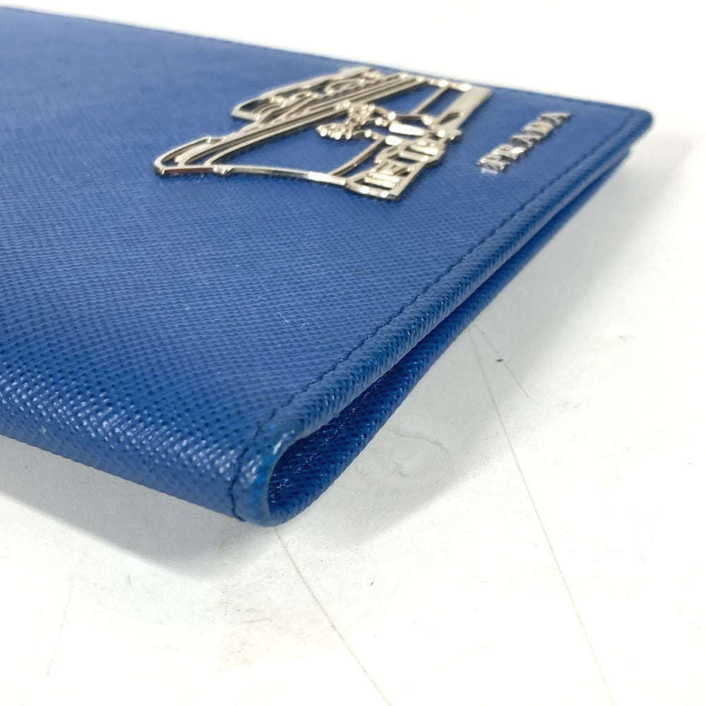 PRADA passport case Safiano leather blue logo