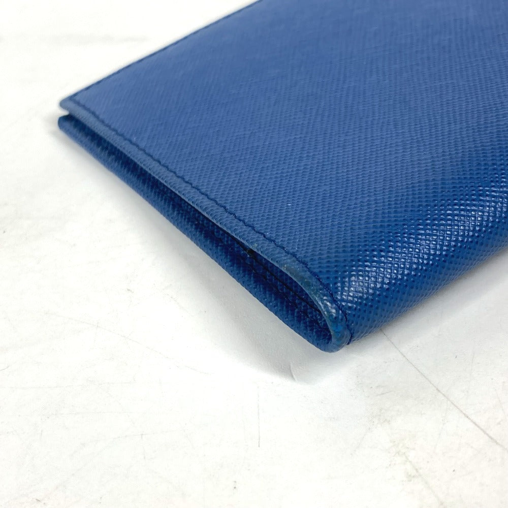 PRADA passport case Safiano leather blue logo
