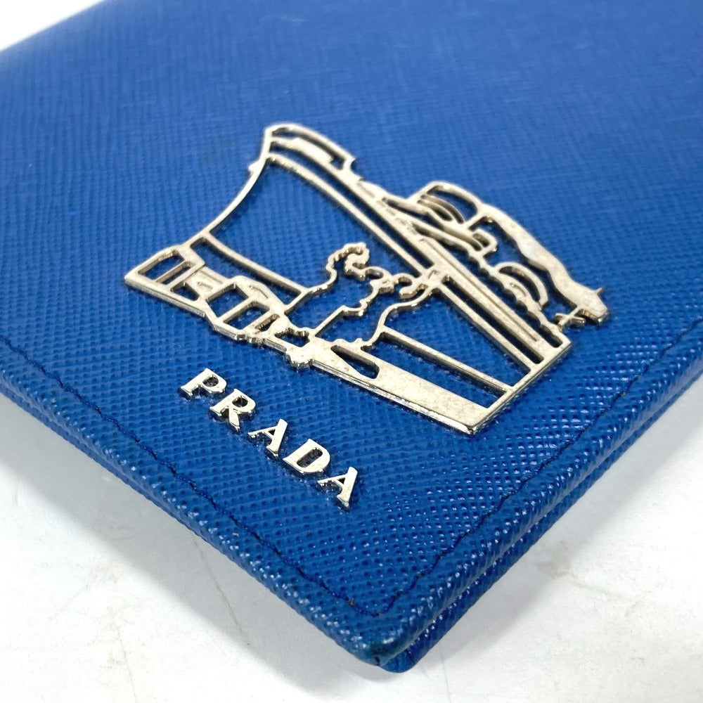 PRADA passport case Safiano leather blue logo