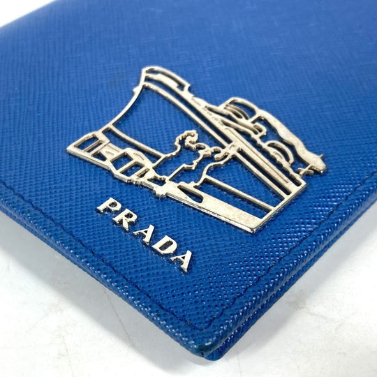 PRADA passport case Safiano leather blue logo