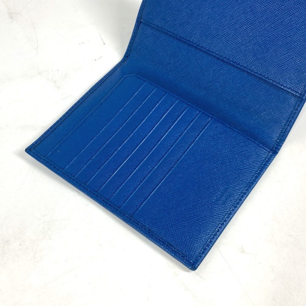 PRADA passport case Safiano leather blue logo