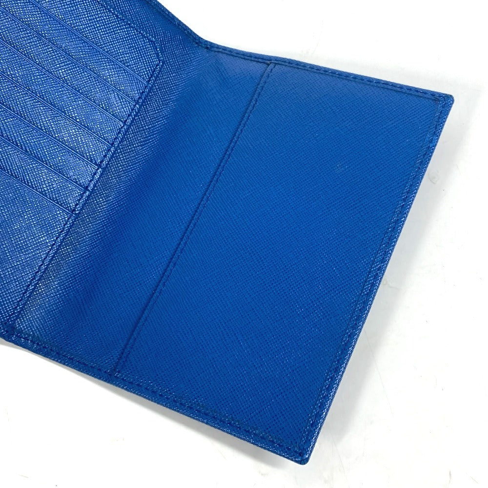 PRADA passport case Safiano leather blue logo