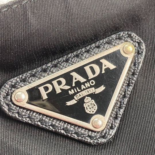 PRADA Shoulder Bag Nylon black Crossbody pochette bag Triangle logo plate Women Secondhand Authentic
