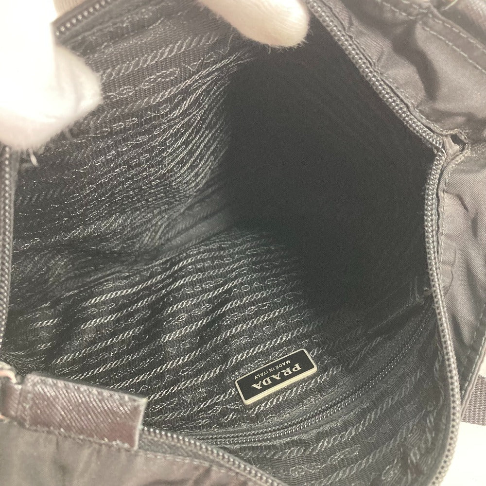 PRADA Shoulder Bag Nylon black Crossbody pochette bag Triangle logo plate Women Secondhand Authentic