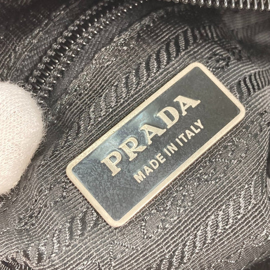 PRADA Shoulder Bag Nylon black Crossbody pochette bag Triangle logo plate Women Secondhand Authentic